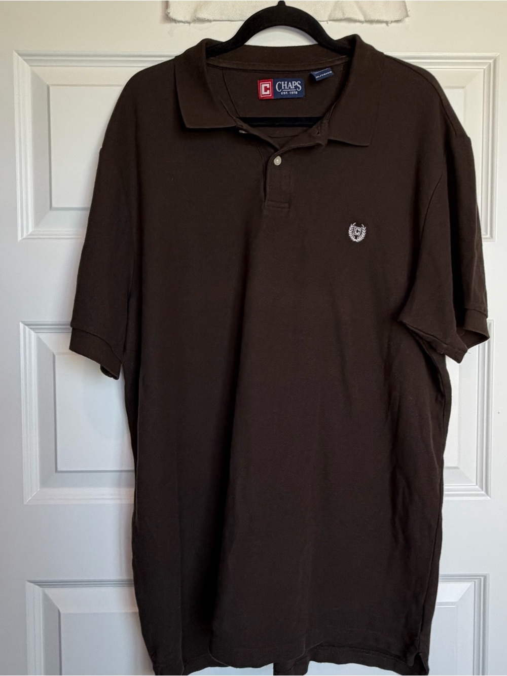 Chaps Men’s XL Brown Polo Shirt 100% Cotton Embroidered Logo Pocket 1124